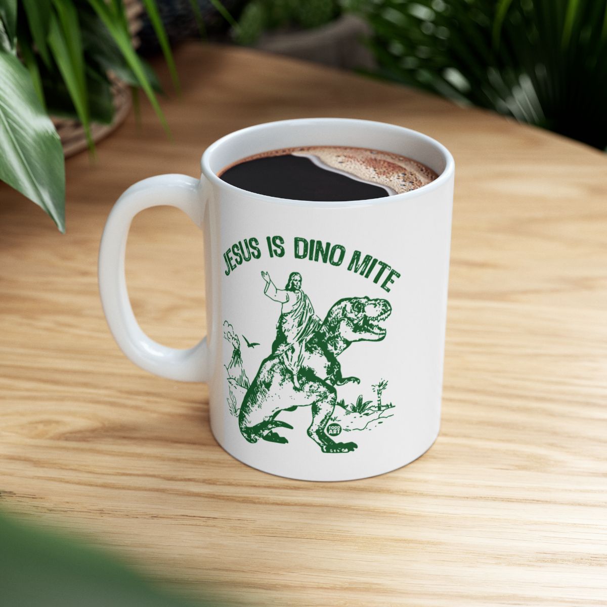JESUS IS DINO MITE White Mug Fun Christian Gift