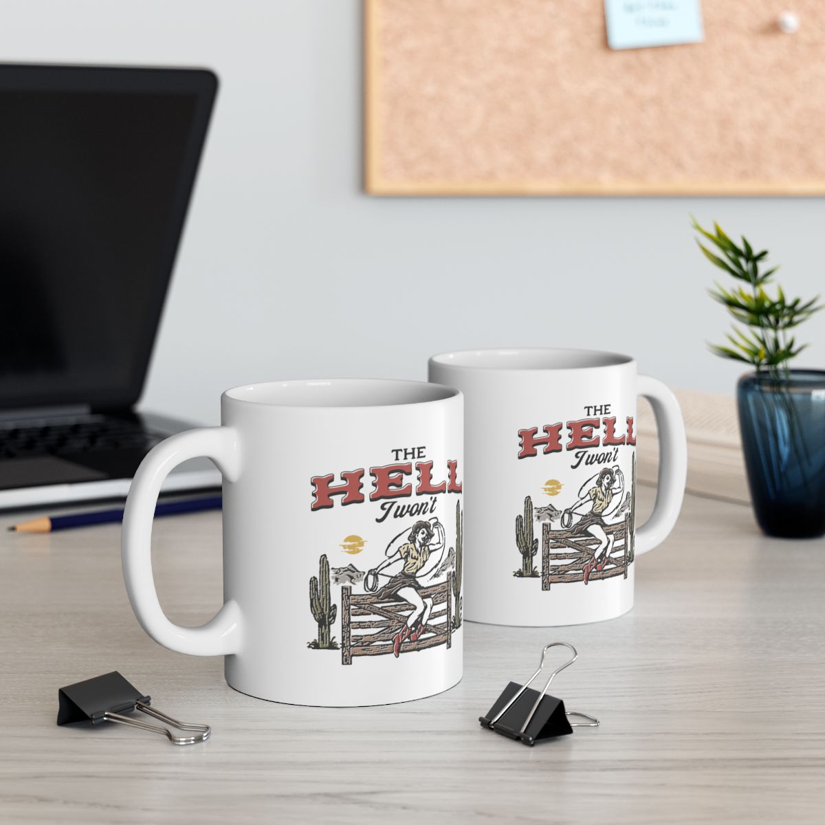 The Hella Twin Cowboy Art Print Mug Pair