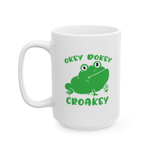 Okey Dokey Croakey Cute Green Frog Design Mug
