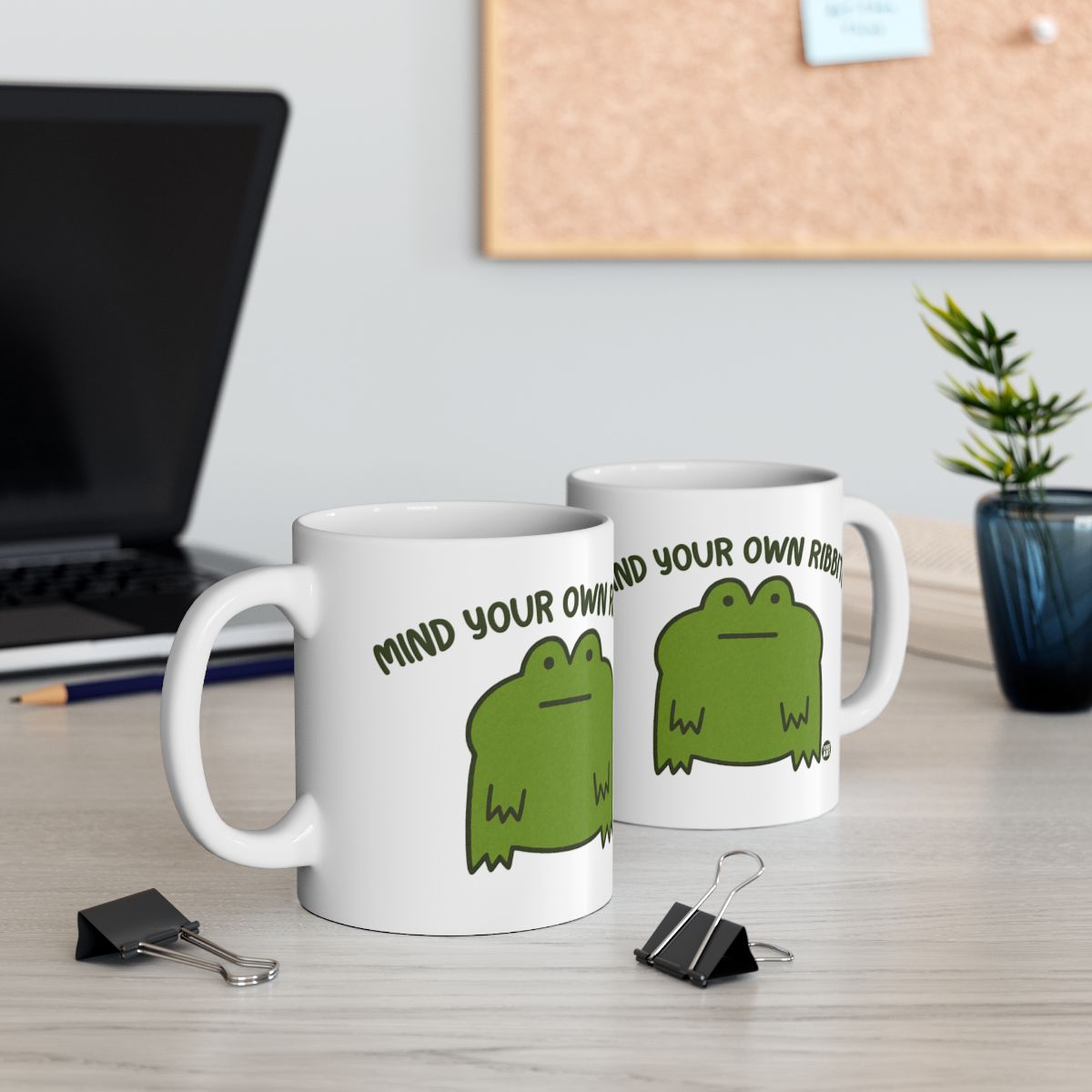 Mind Your Own Ribbit Frog Meme Mug for Coffee Lovers