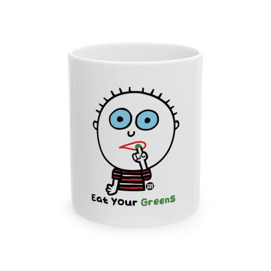 Eat Your Greens Cartoon Character Mug
