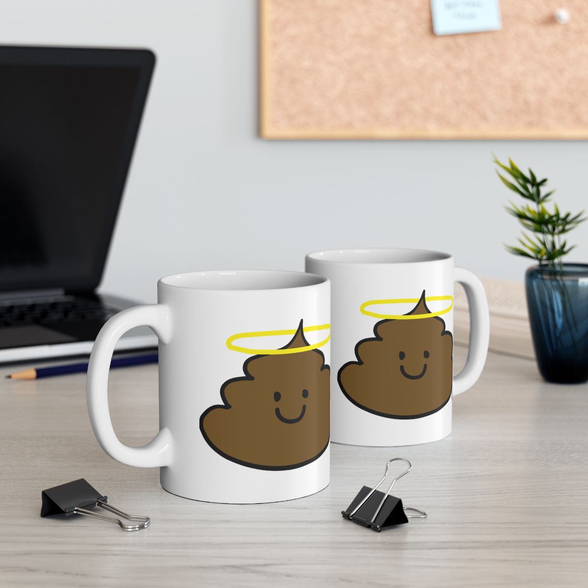 Cute Poop Emoji Halo Print Mug Gift for Office Use