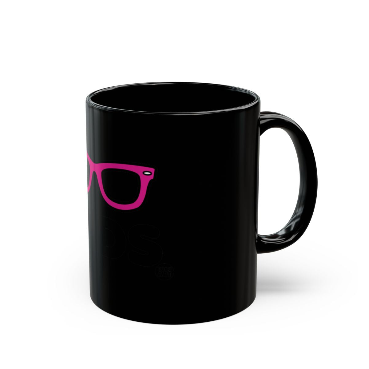 Black Mug with Pink Sunglasses Design Coffee Cup