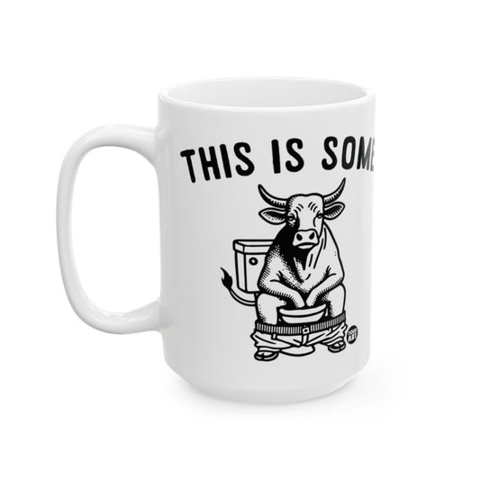 Hilarious Cow on Toilet with This Is Some Mug Design