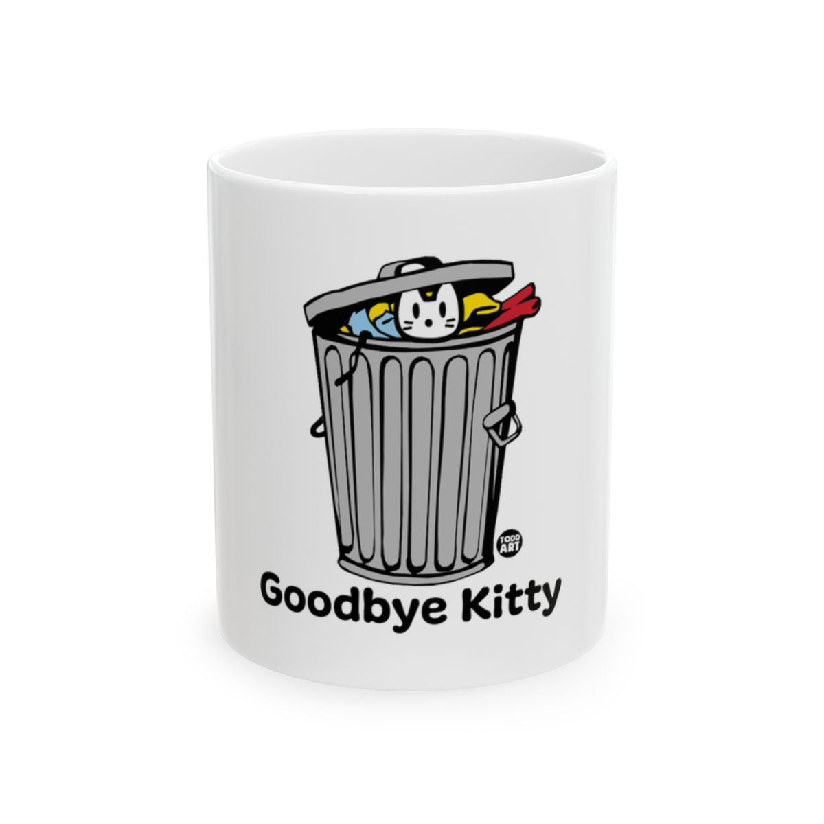 Goodbye Kitty Trash Can Image Mug
