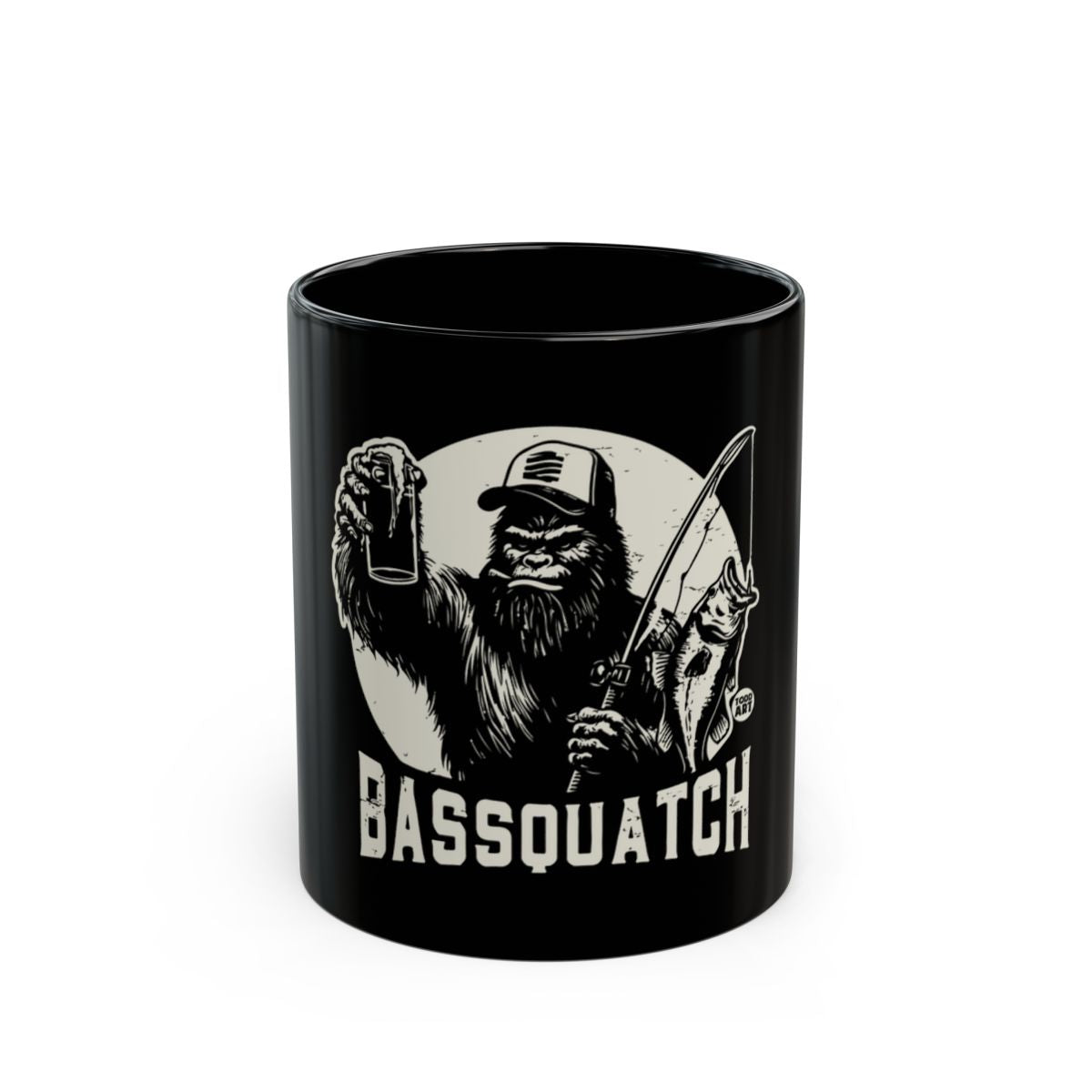 Bassquatch Fisherman with Beer Graphic Mug