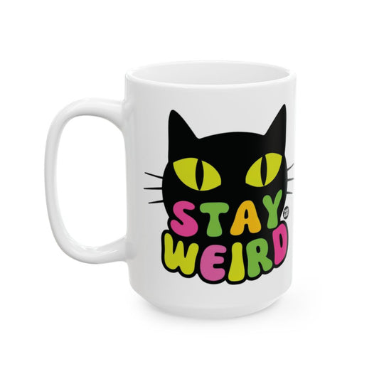 Stay Weird Black Cat Graphic Ceramic Mug Cup