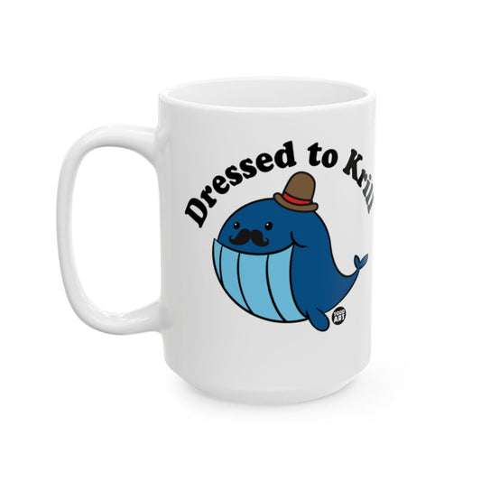Dressed to Krill Cartoon Whale Design Coffee Mug
