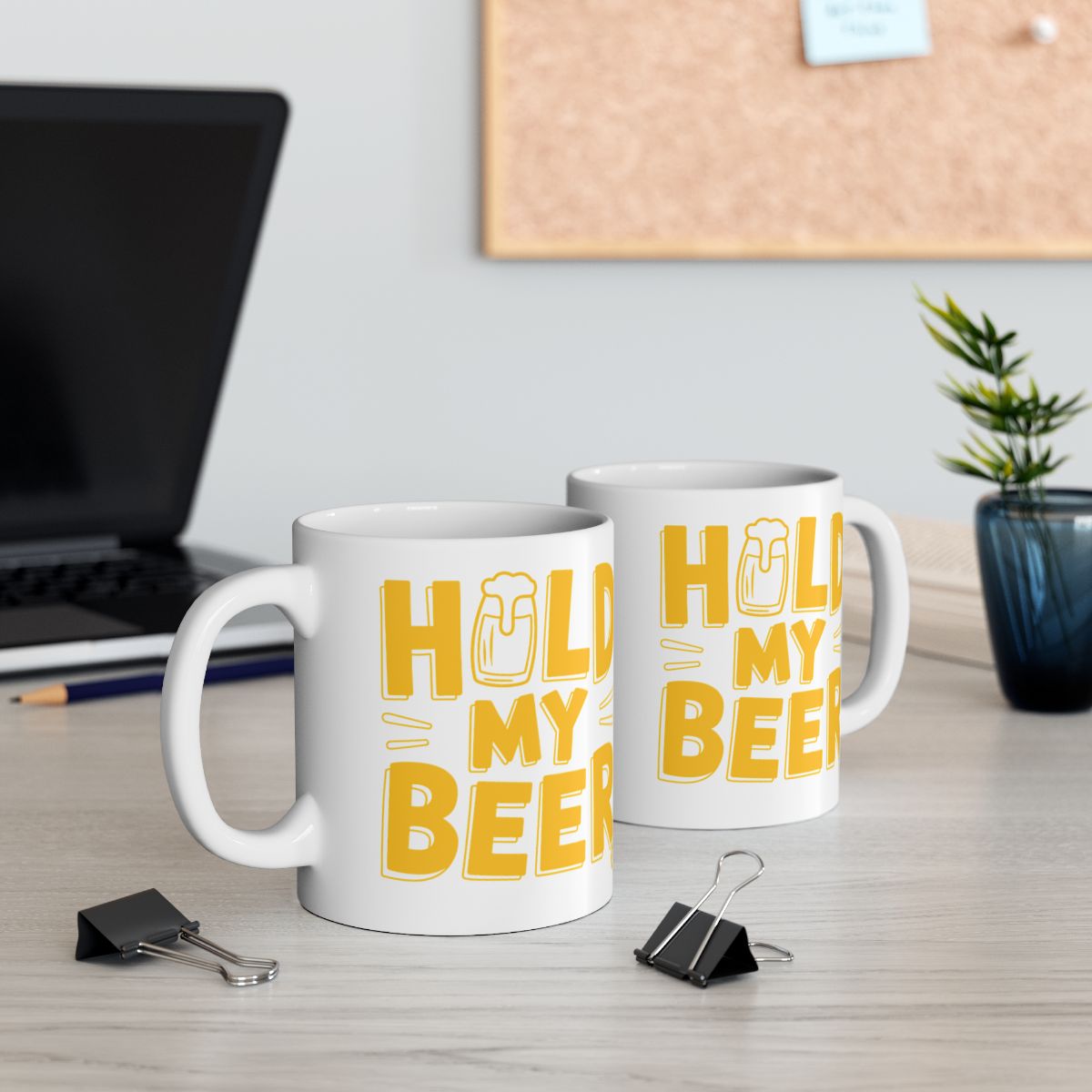 Hold My Beer Yellow and White Drinkware Product