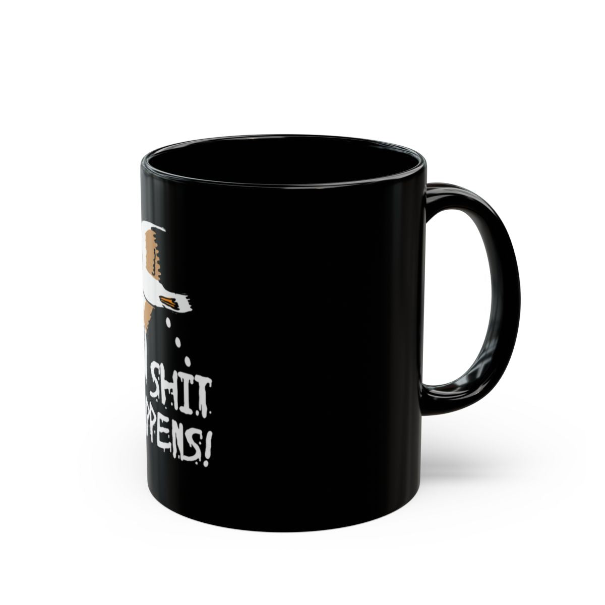 Shit Happens Black Coffee Mug with Unique Design