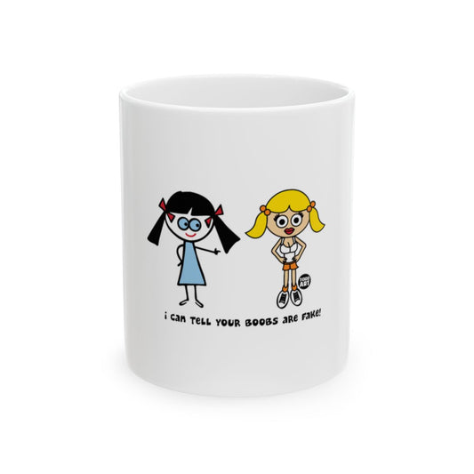 Humorous Cartoon Characters Mug with Funny Saying