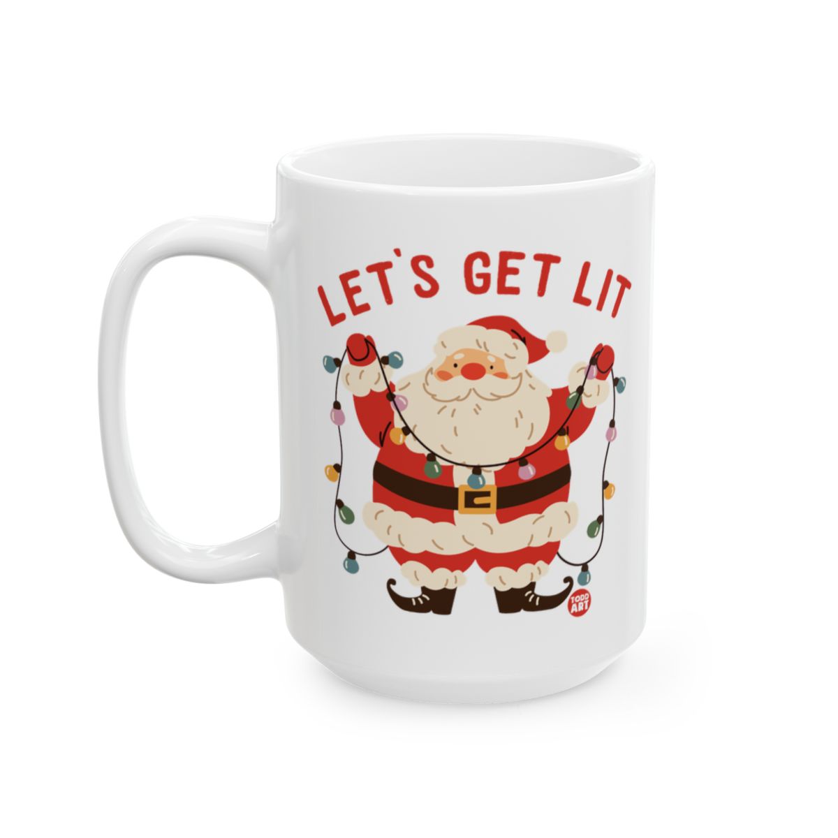 Let's Get Lit Funny Santa Claus Christmas Mug