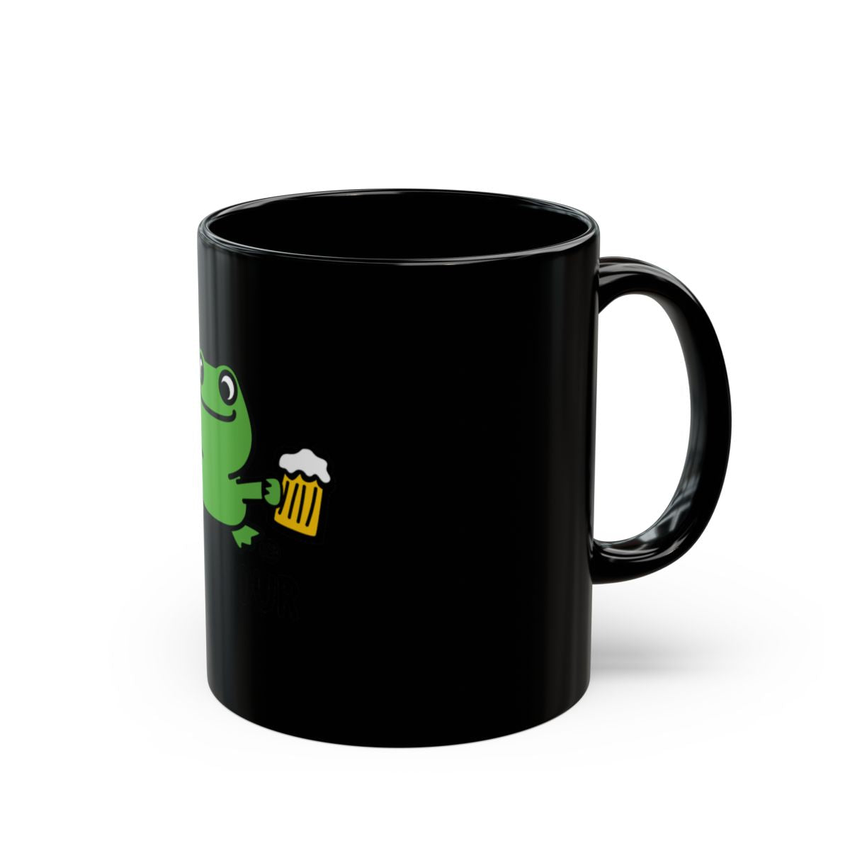 Happy Frog Enjoying Beer Black Coffee Mug
