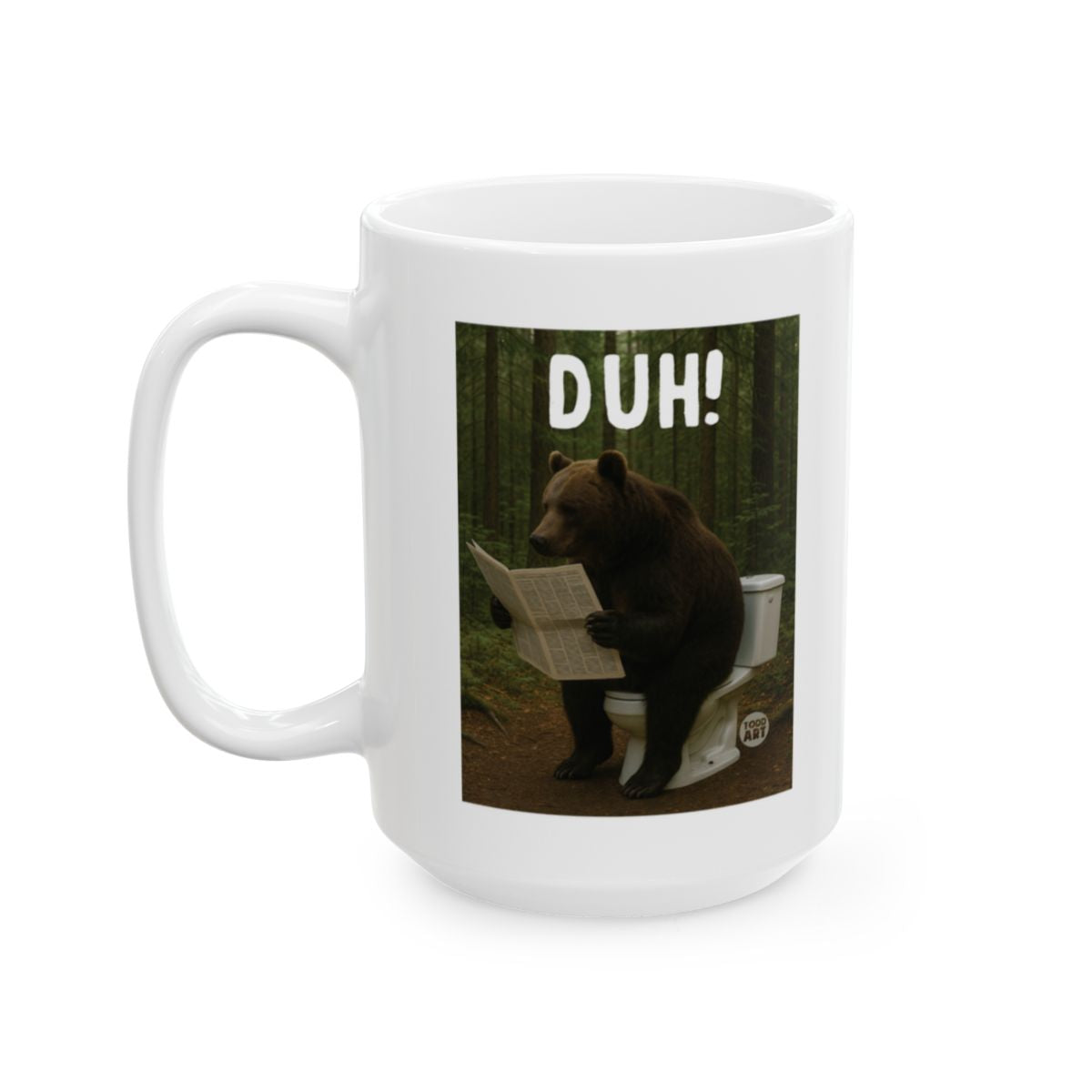 Bear Reading Newspaper on Toilet DUH! Mug