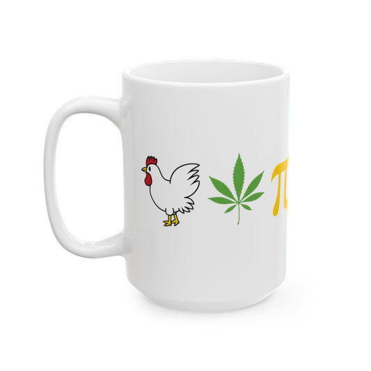 Funny Chicken Weed Pi Design Coffee Mug