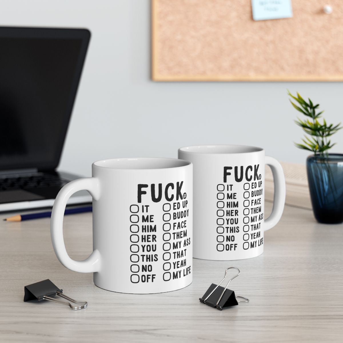 Funny Coffee Mugs with Humorous Checkboxes Design