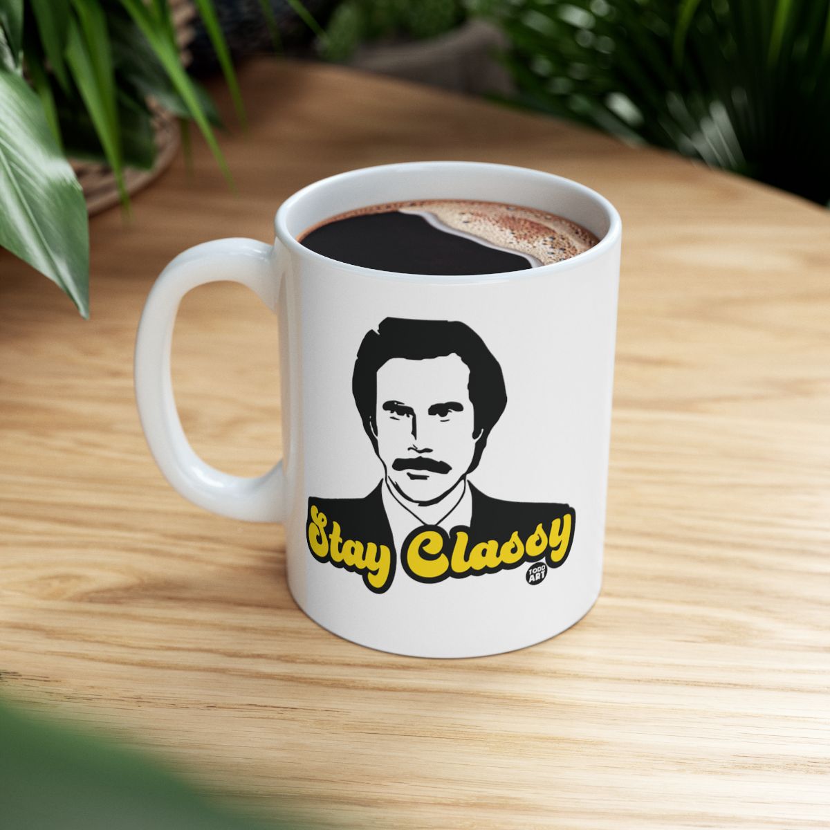 Stay Classy Mug featuring a Mustached Man Print