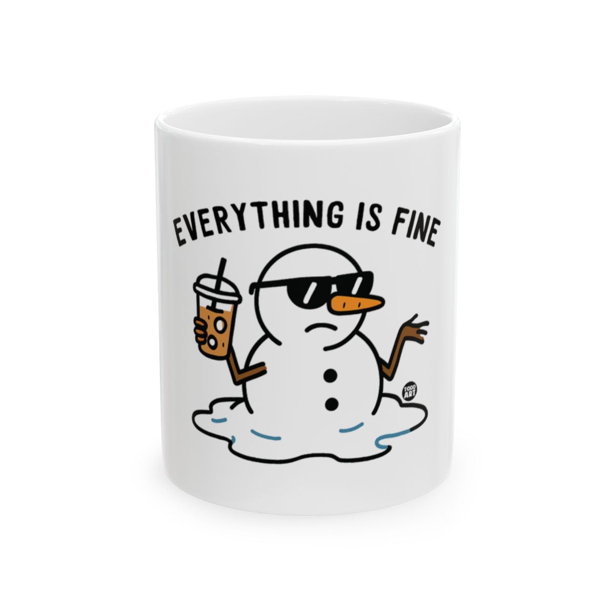 Everything Is Fine Snowman Mug Fun Coffee Cup