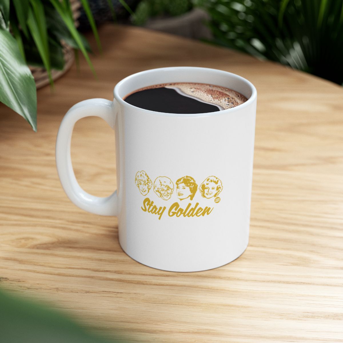 Stay Golden White Mug with Iconic TV Characters Design