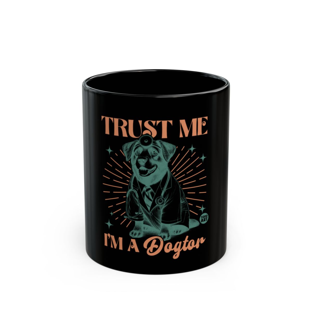 Trust Me I'm A Dogtor funny black coffee mug