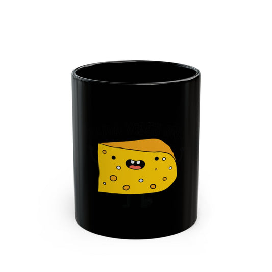 Funny Cheese Cartoon Black Coffee Mug