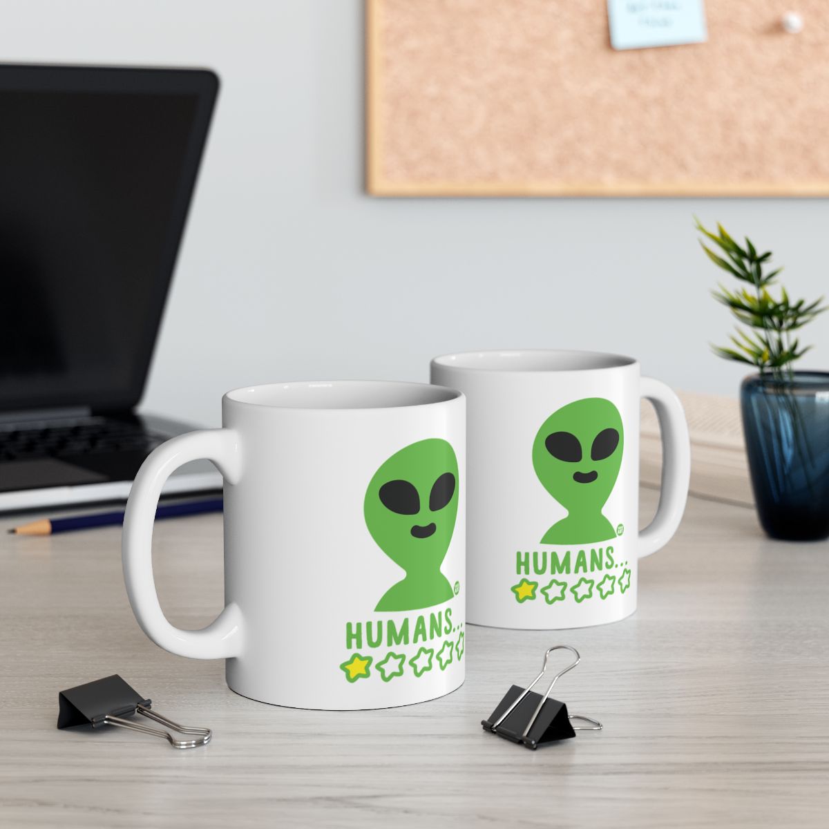 Alien Humorous Coffee Mugs With Green Alien Design