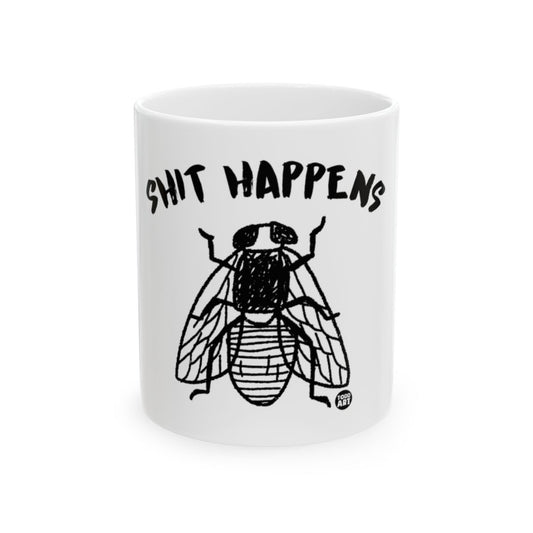 Shit Happens Fly Design Mug for Daily Use