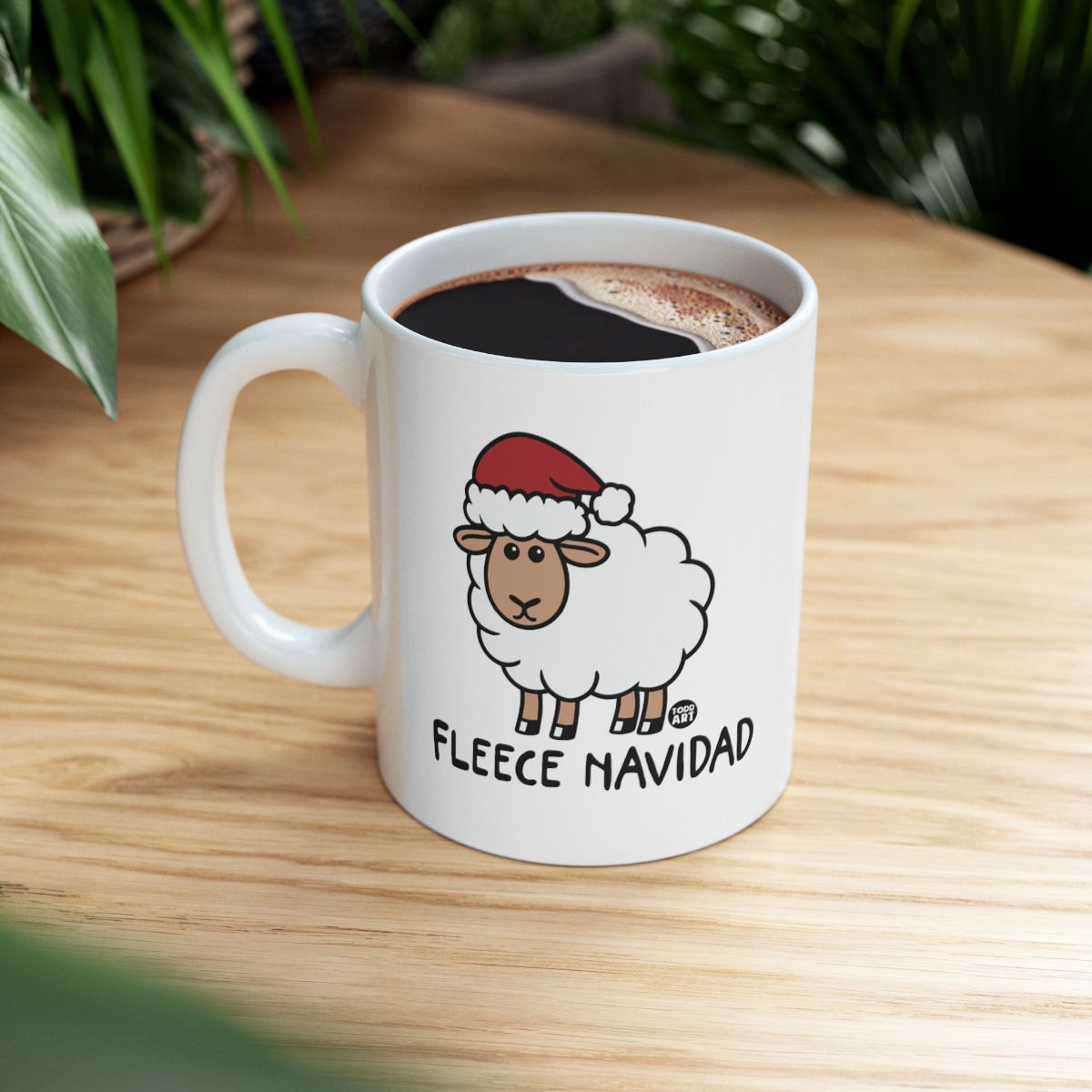 Funny Fleece Navidad Sheep Santa Coffee Mug