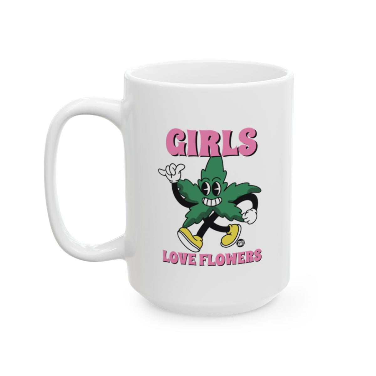 Girls Love Flowers Cute Cartoon Mug