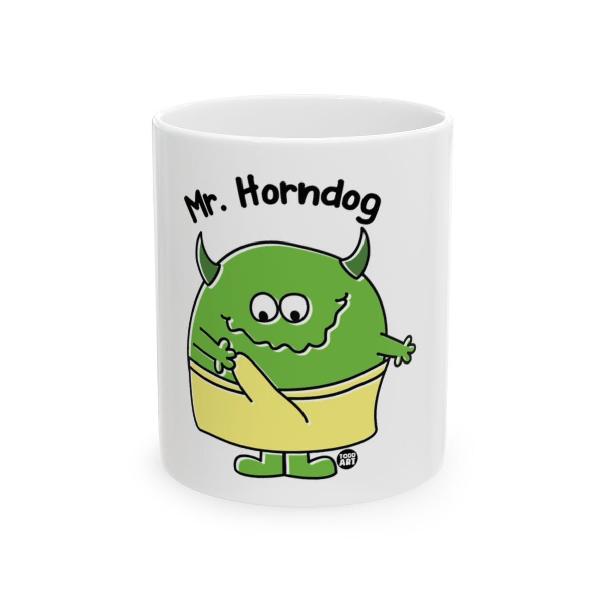 Mr. Horndog Green Monster with Horns Artwork Mug
