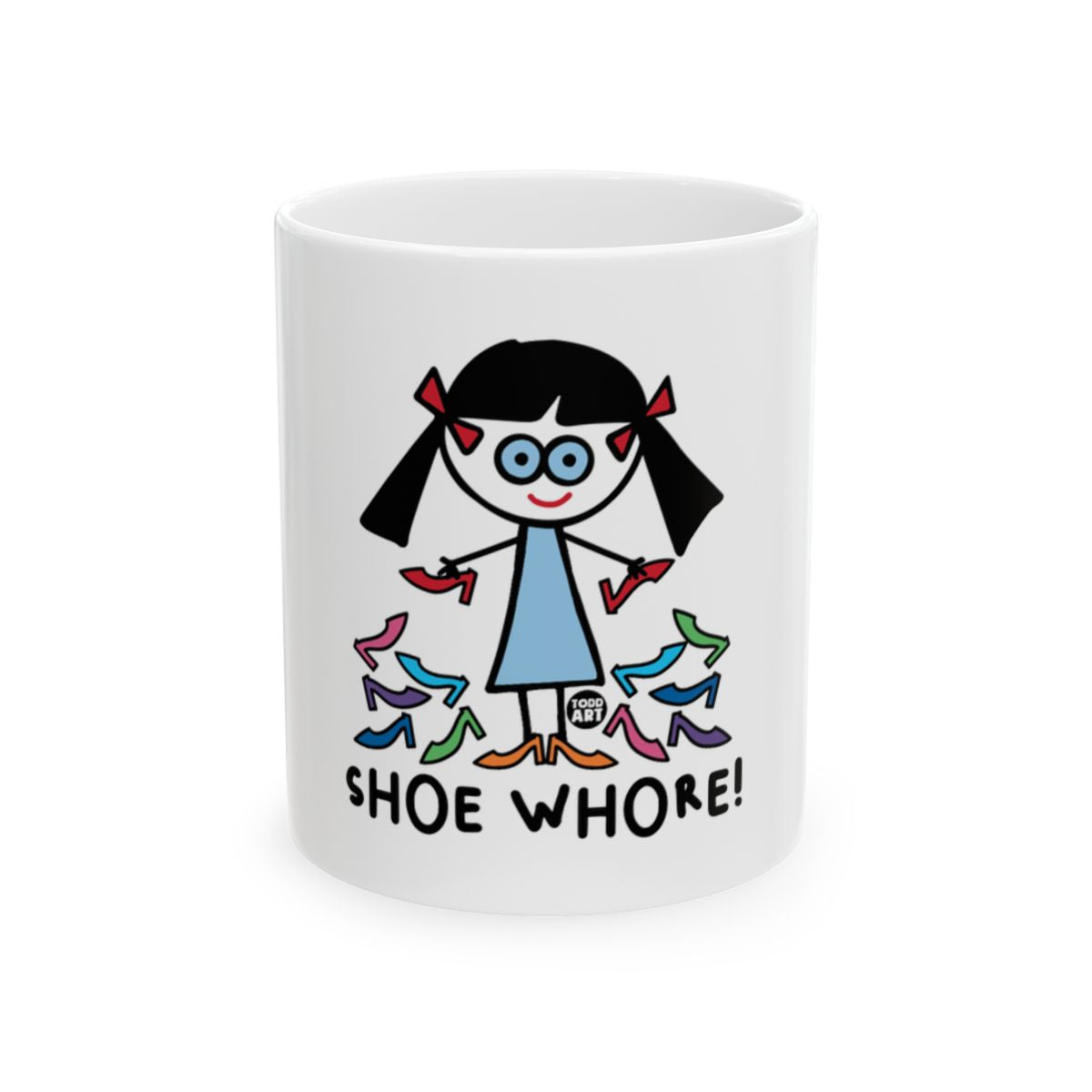 Fun Shoe Lover Mug with Colorful Cartoon Design