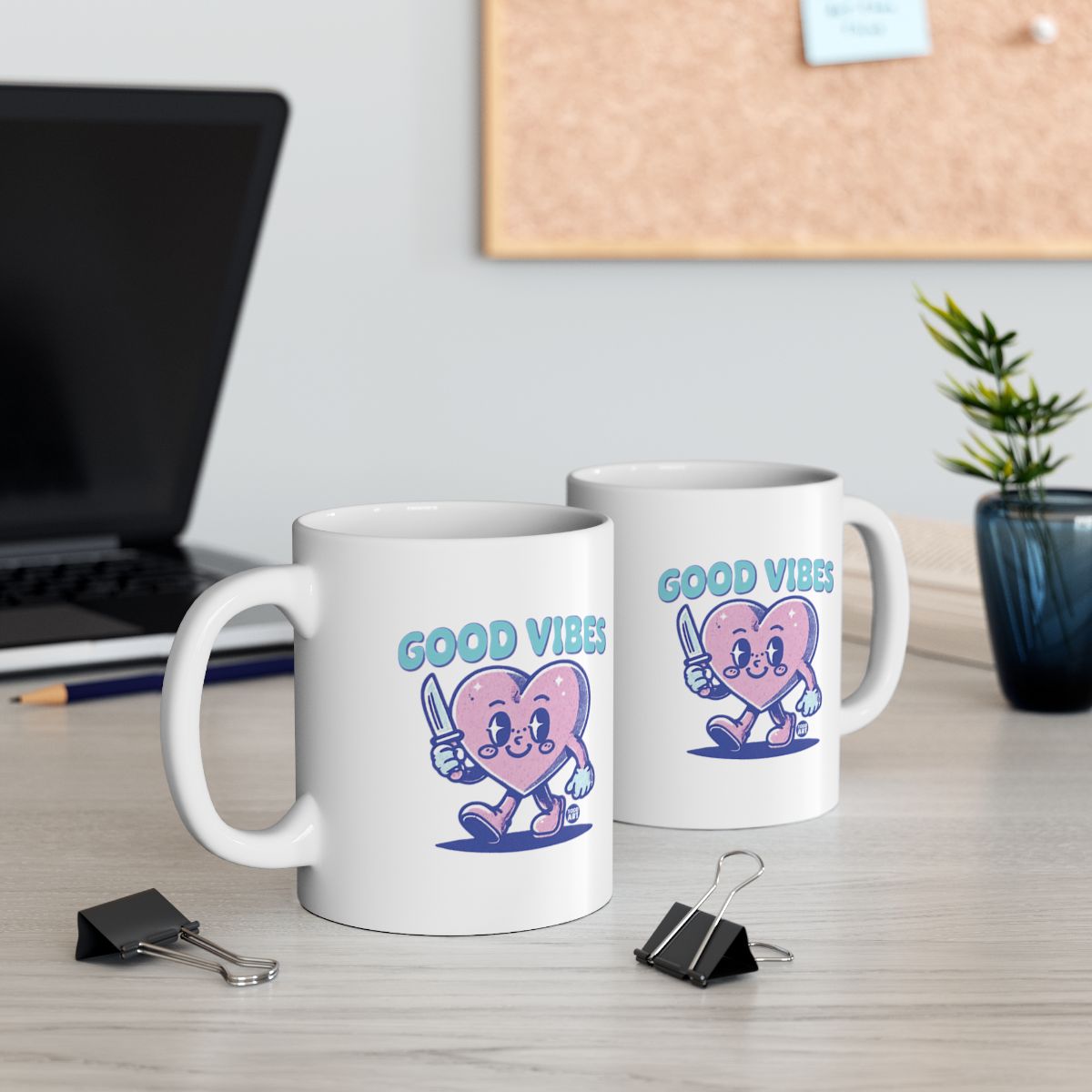 Good Vibes Cartoon Heart Character Mug product