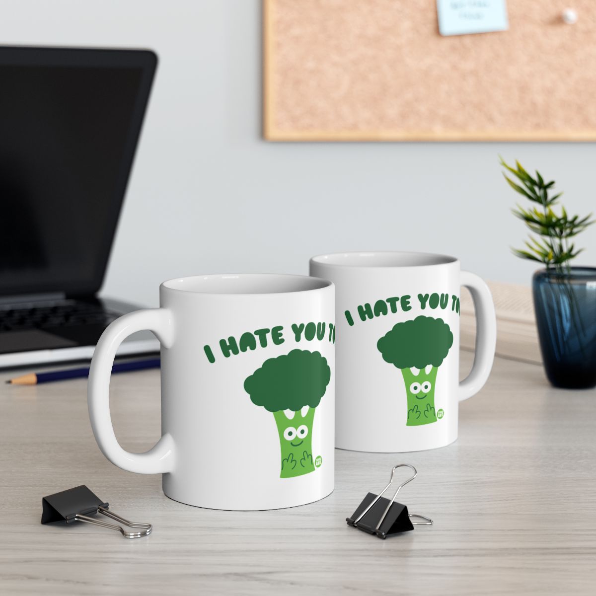I Hate You Too Funny Broccoli White Mug Cup