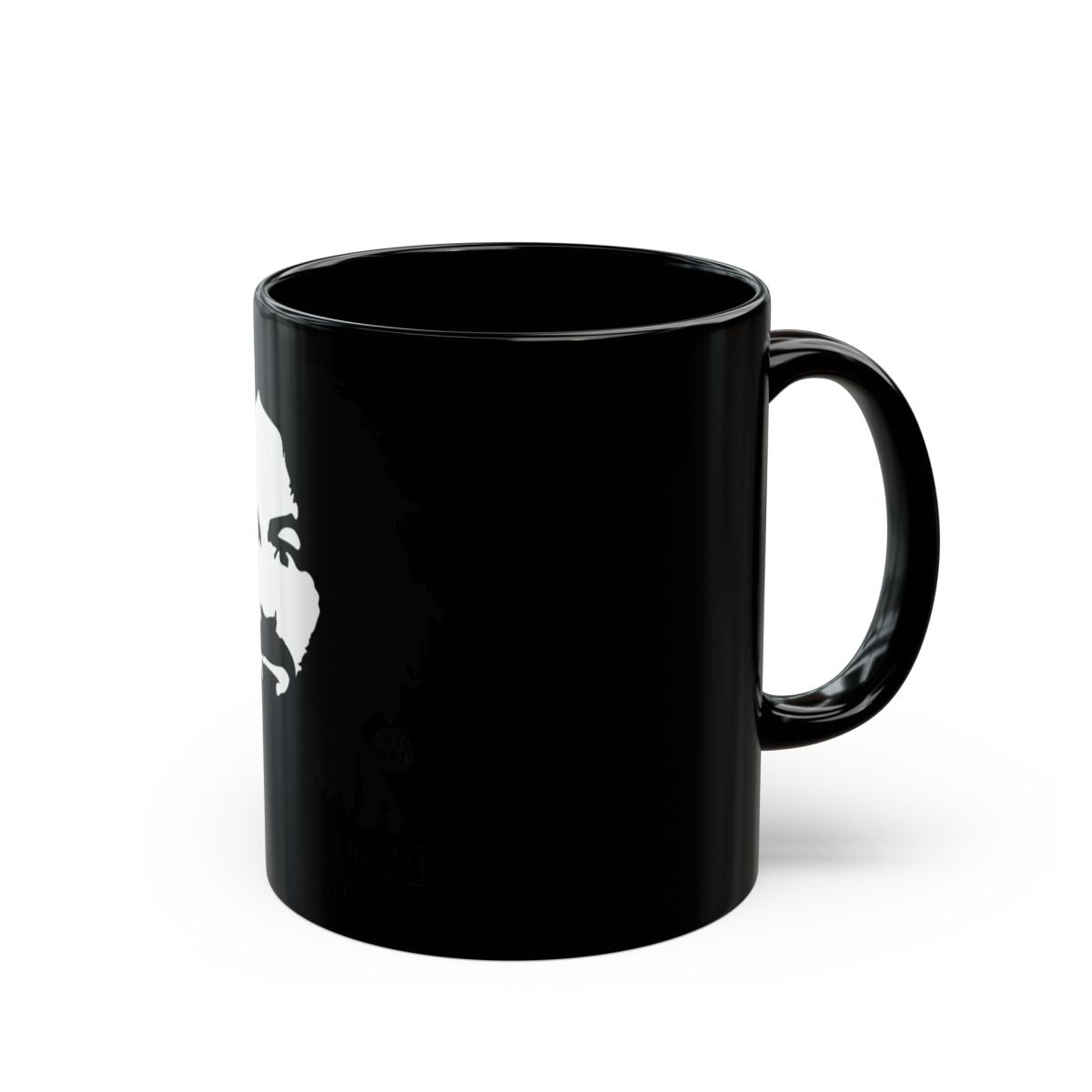 Artistic Black Mug with Iconic Face Design