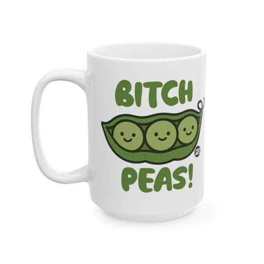 Funny Peas Pun Design Mug with Cute Pea Pod Faces
