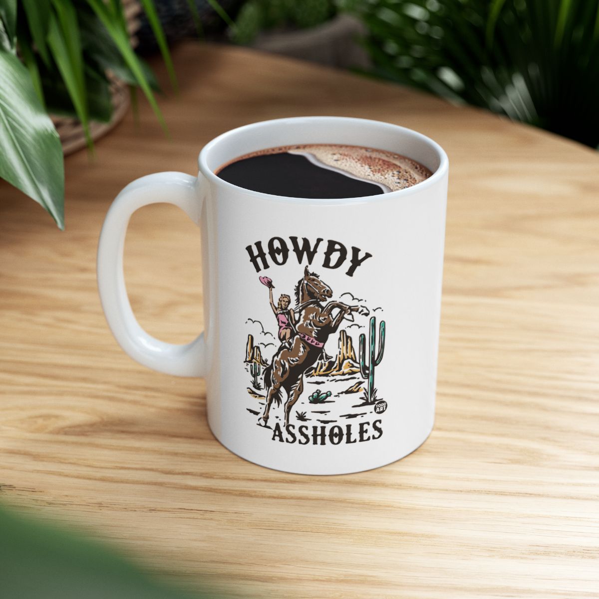 Howdy Assholes Ceramic Mug with Funny Cowboy Design
