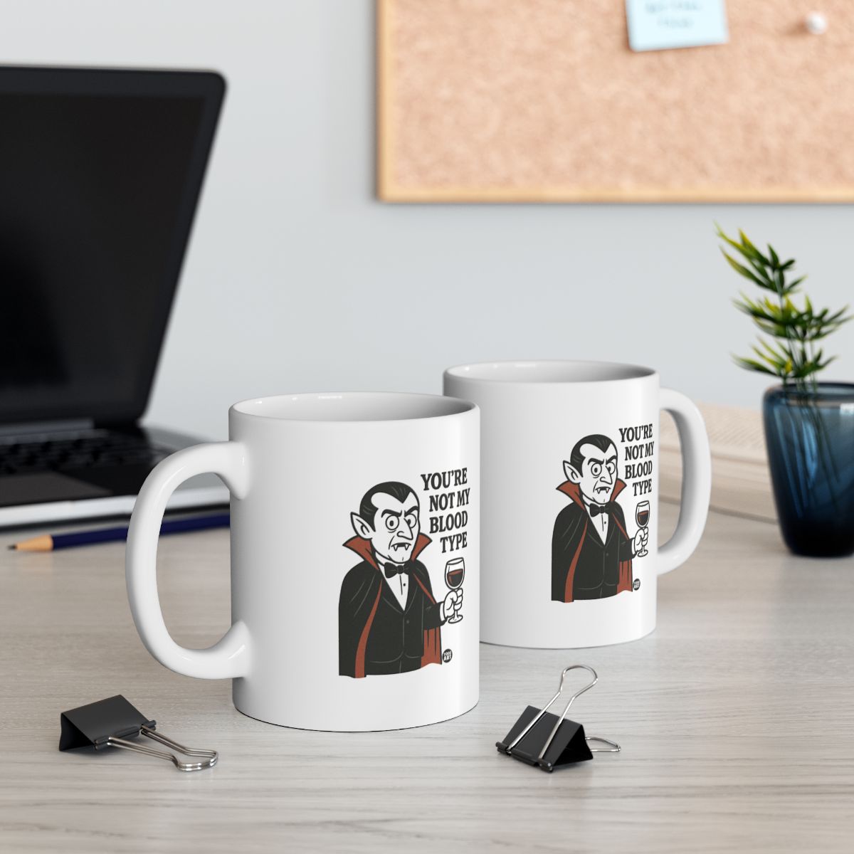 Funny Vampire Coffee Mug with Humorous Blood Type Design