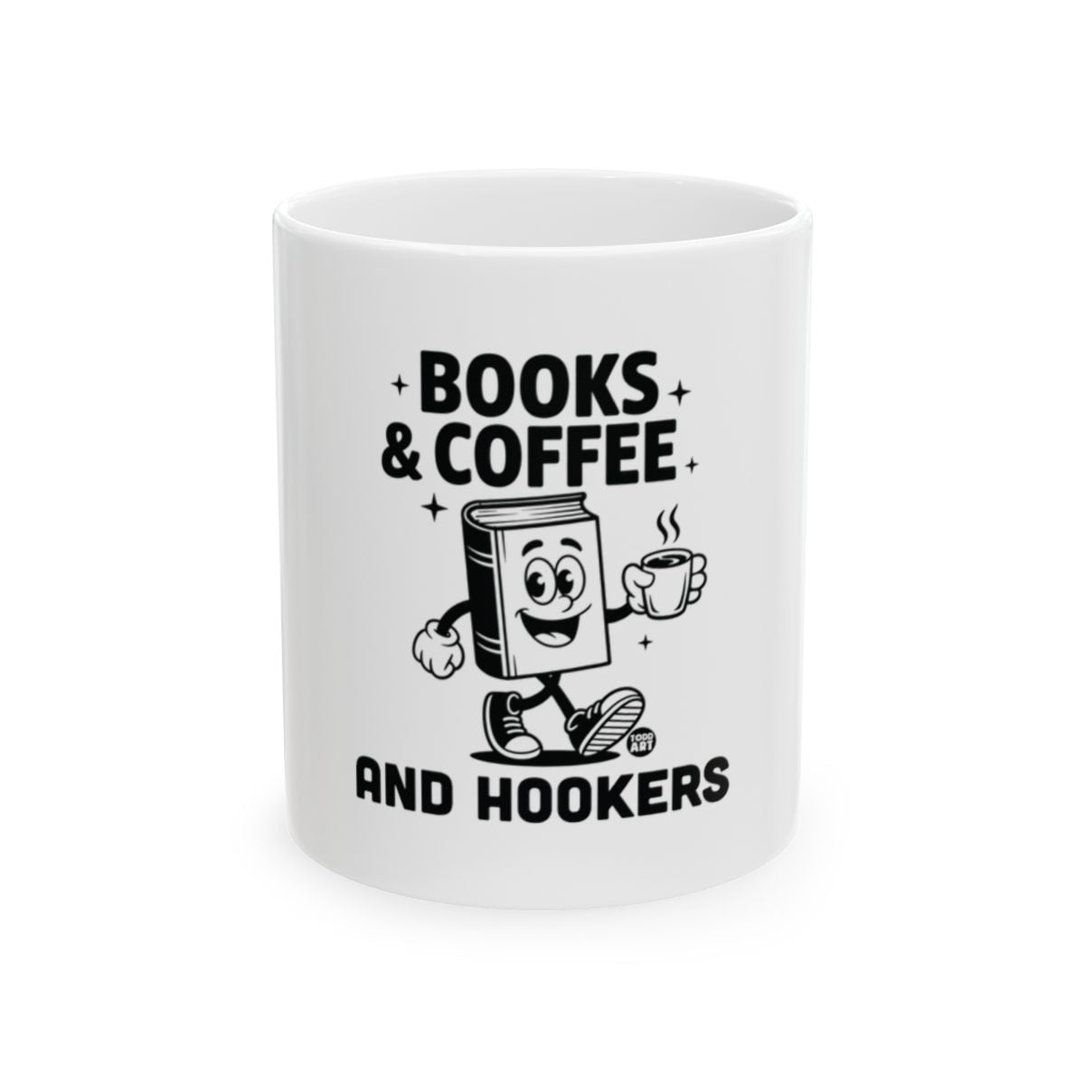 Fun Books and Coffee Mug with Humorous Design