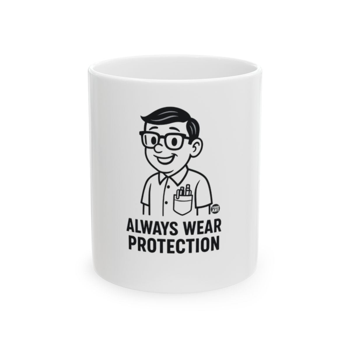 Nerd Cartoon Always Wear Protection Mug