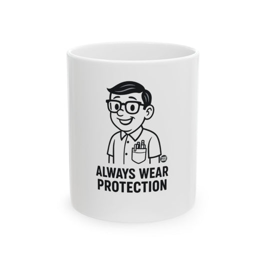 Nerd Cartoon Always Wear Protection Mug