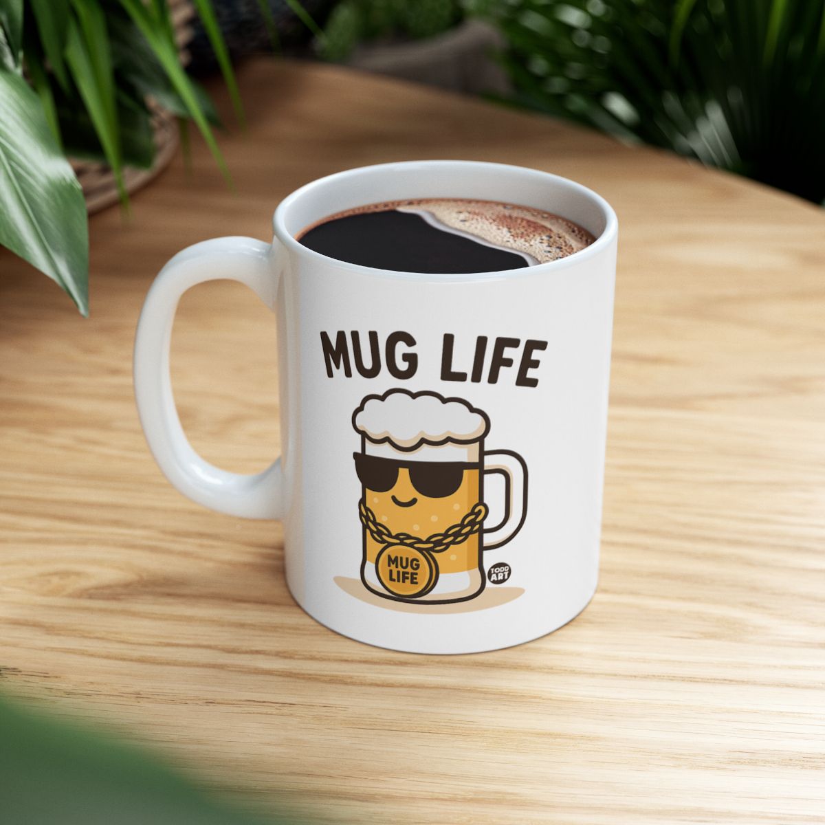 Mug Life Design Featuring Cool Beer with Sunglasses
