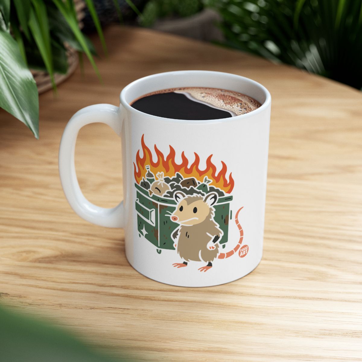 Cute Possum Dumpster Fire Mug for Coffee or Tea
