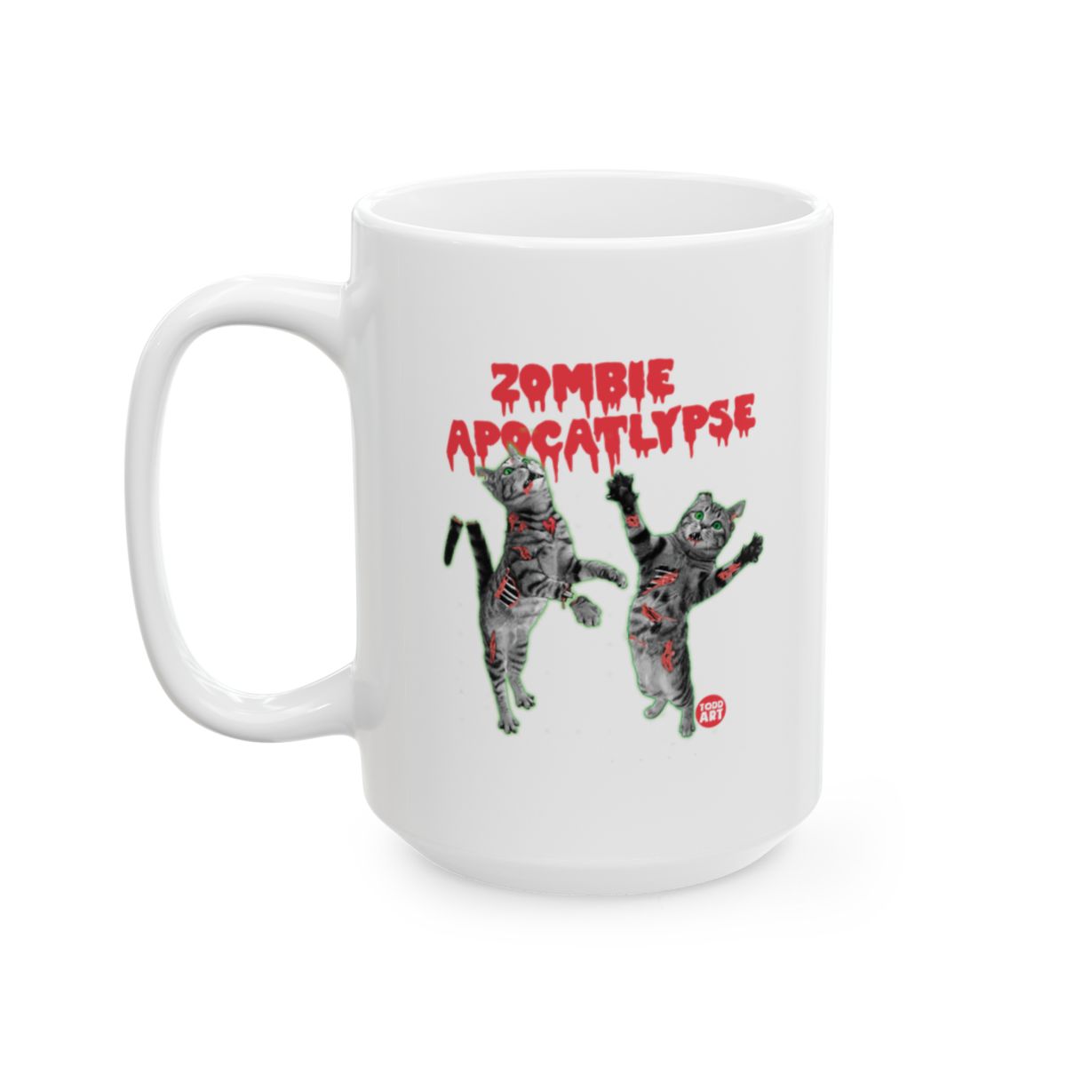 Zombie Apocalypse Cat Design Funny Mug