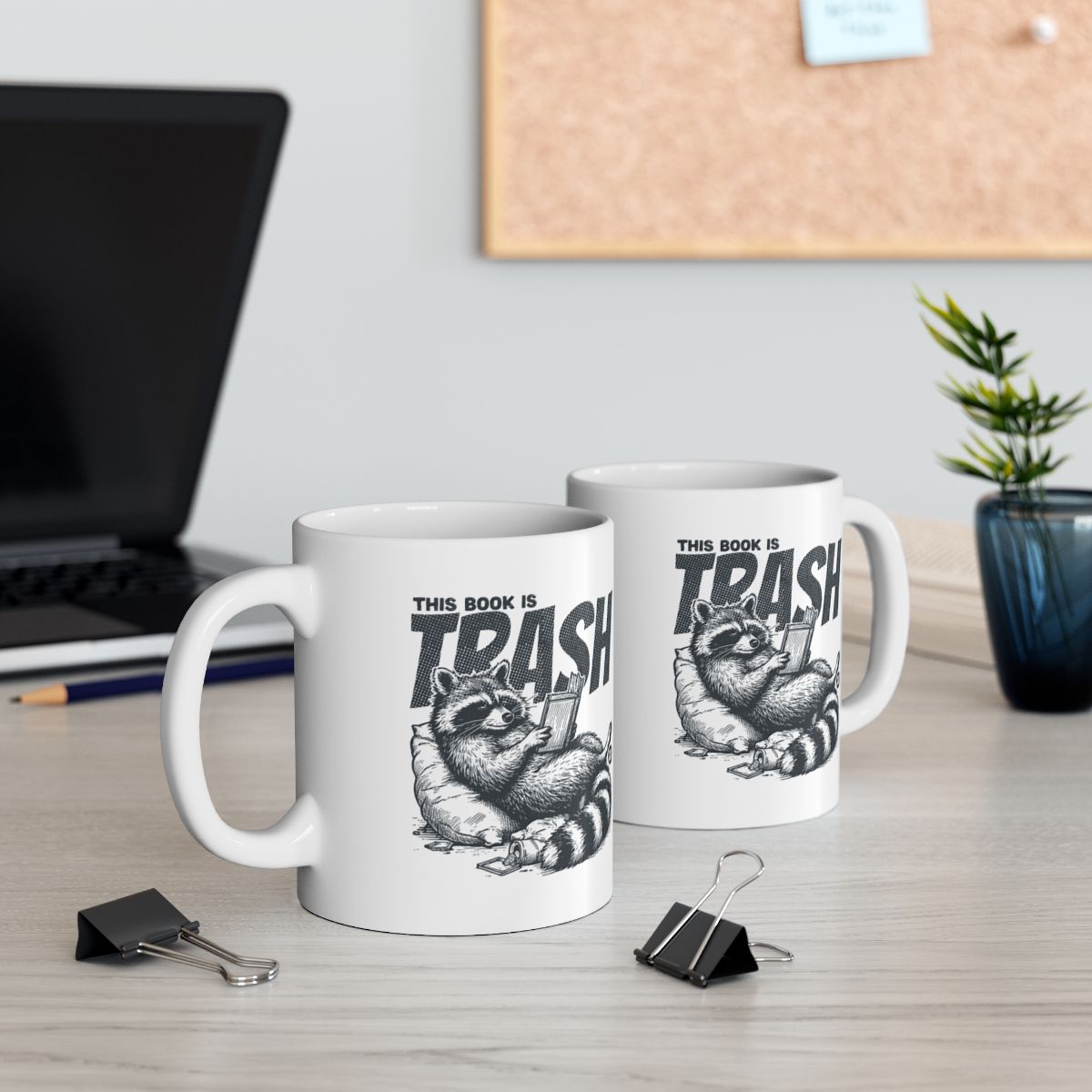 This Book Is Trash Raccoon Funny Office Mugs