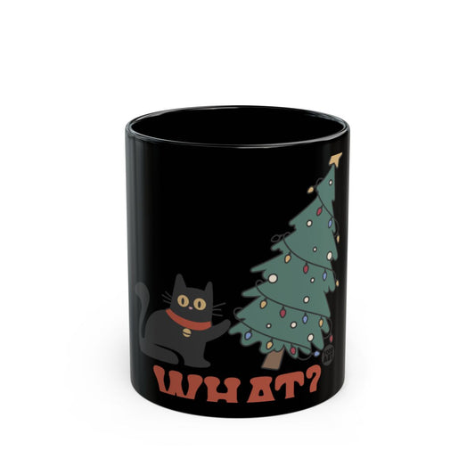 Christmas Tree Cat What Black Mug