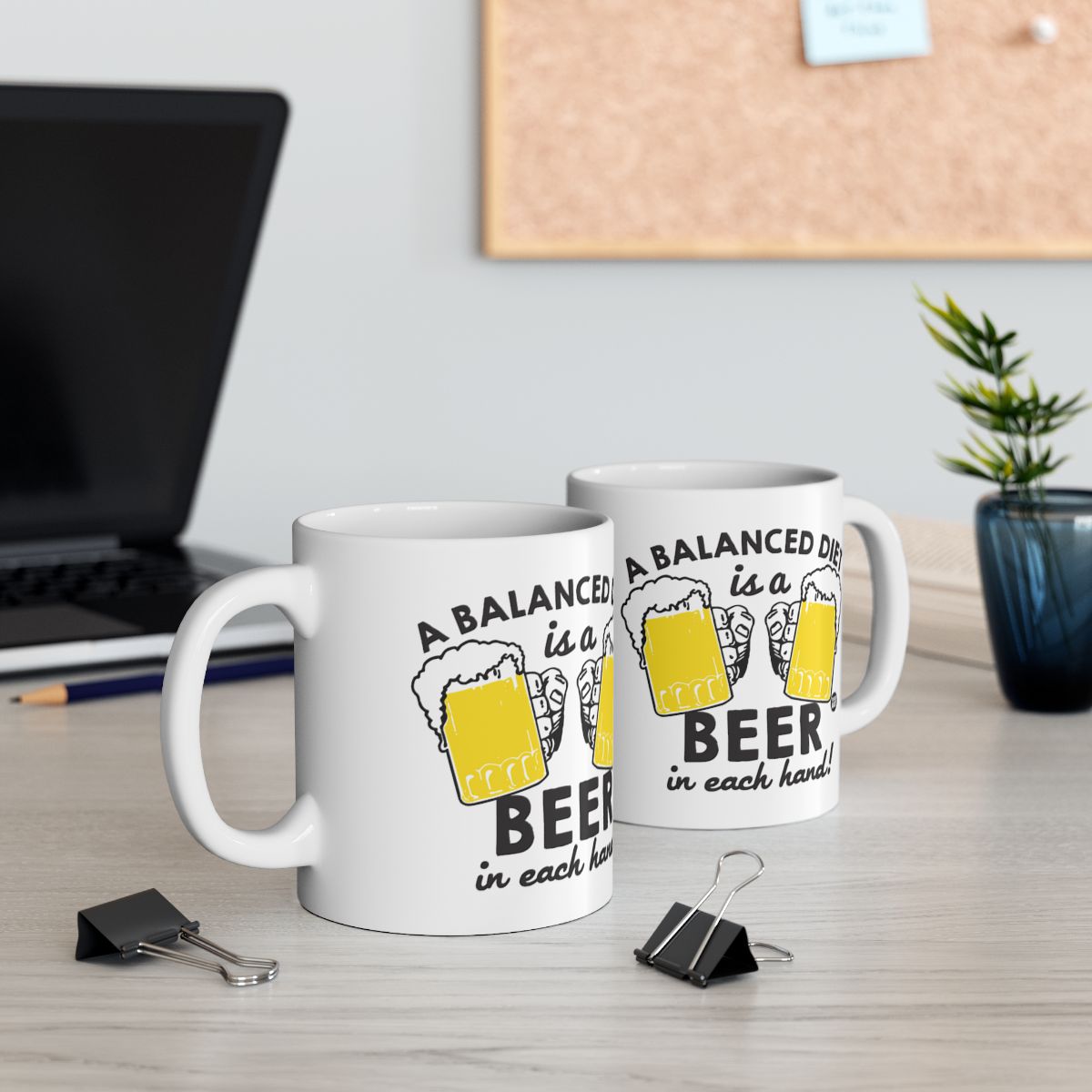 A Balanced Diet Beer In Each Hand Typography Mug