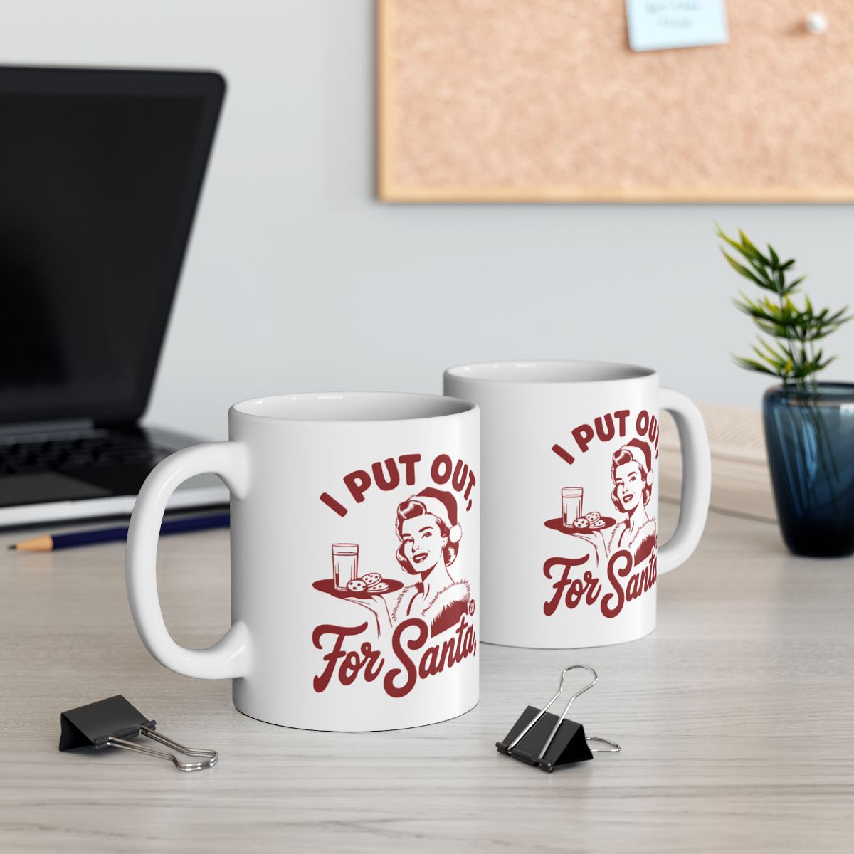 I Put Out For Santa Funny Holiday Mug with Retro Design