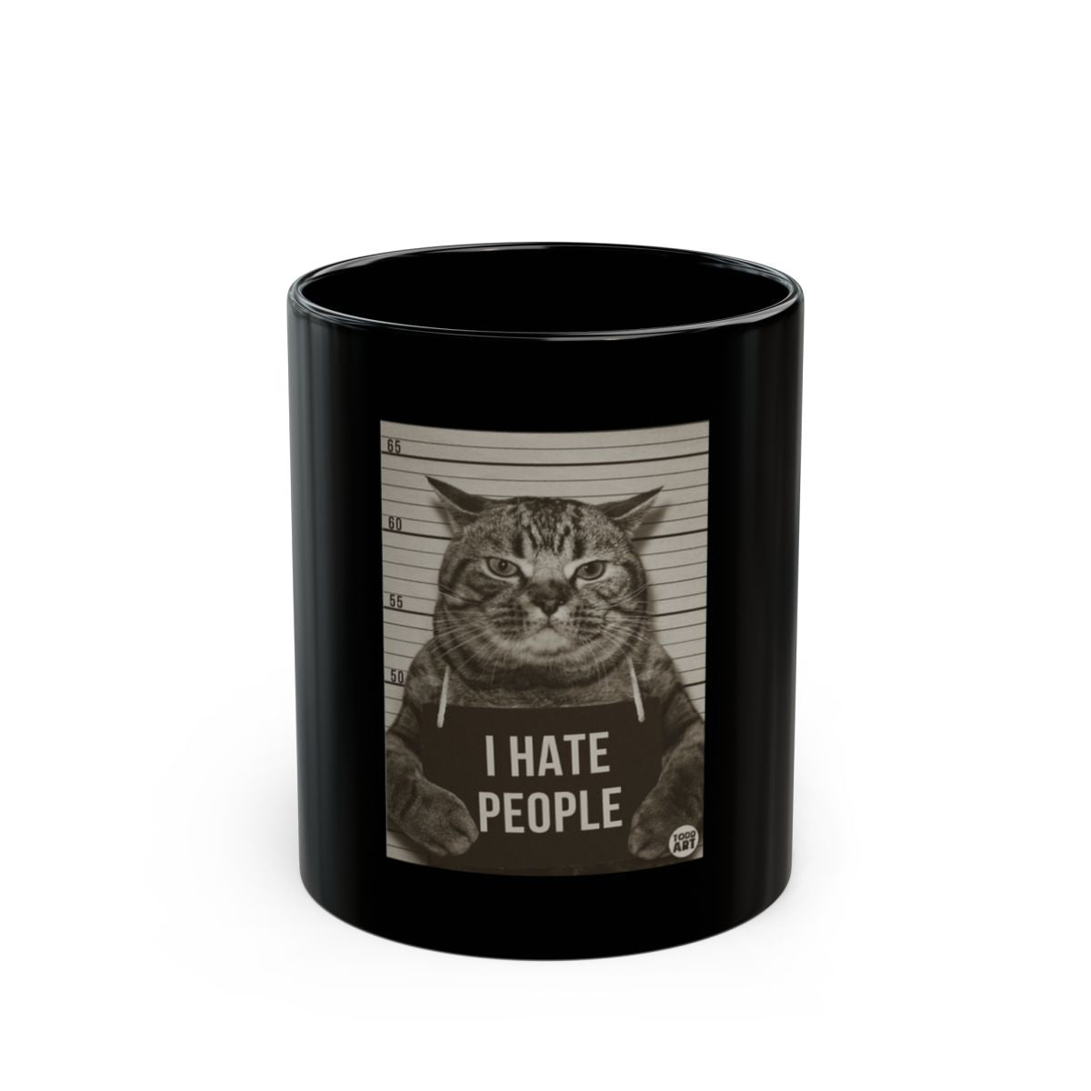 Funny Cat Mugshot I Hate People Design Mug