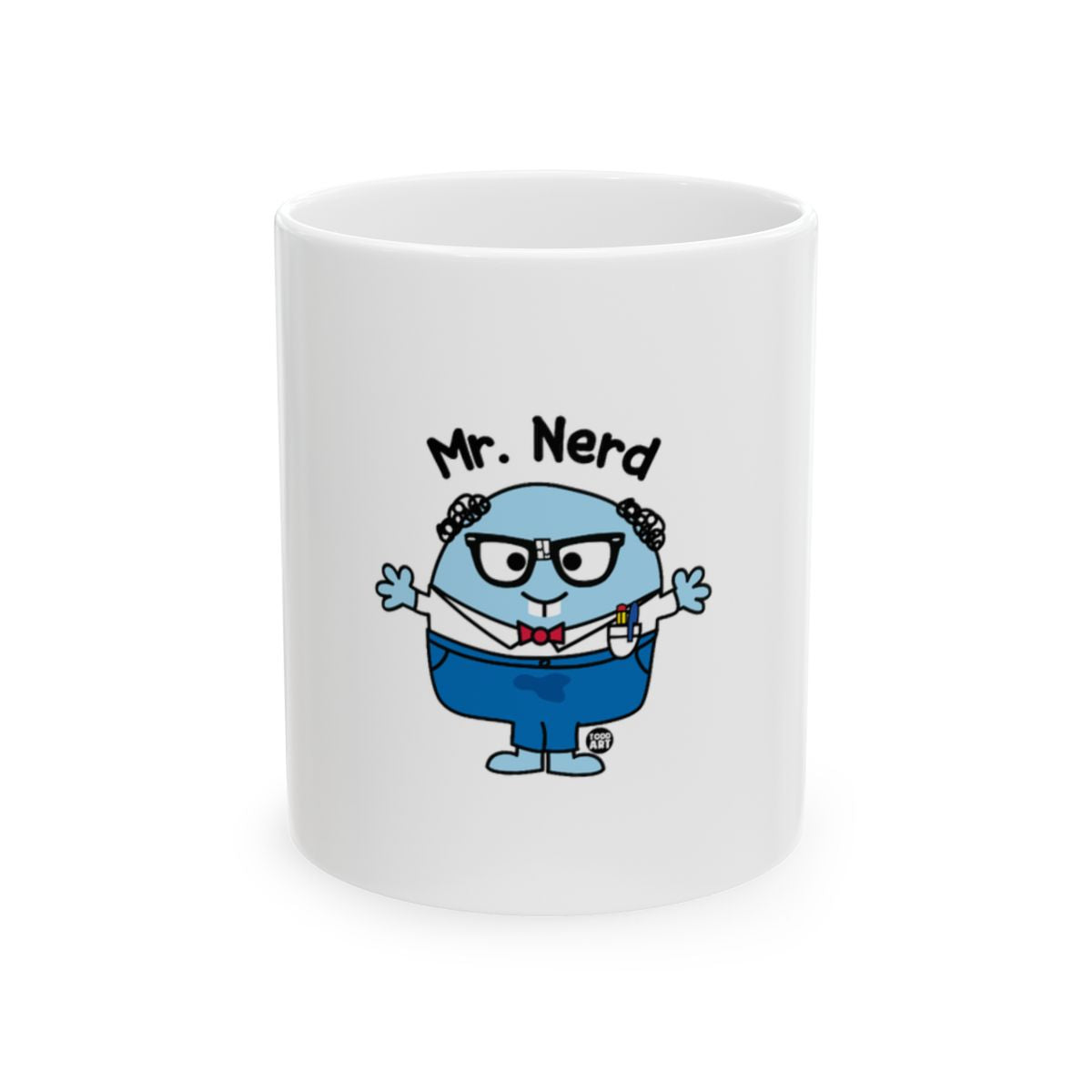 Mr. Nerd Character Themed White Mug Illustration