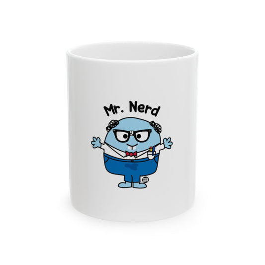 Mr. Nerd Character Themed White Mug Illustration
